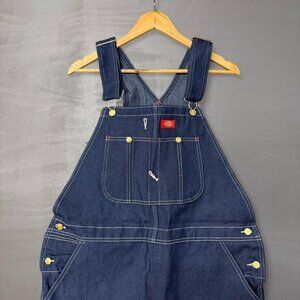 Dickies Coveralls Overalls Blue Red Patch Men’s Denim Blue Bib 38 x 30